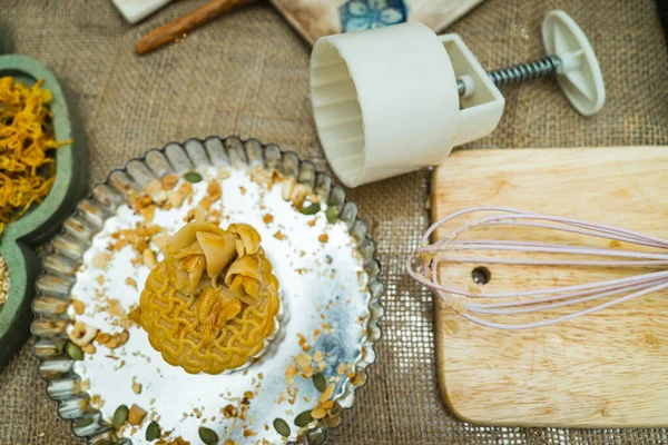 Pastası Için Ahşap Kalıp Geleneksel Festival Için Pişirmeden Önce Pişirme — Stok fotoğraf