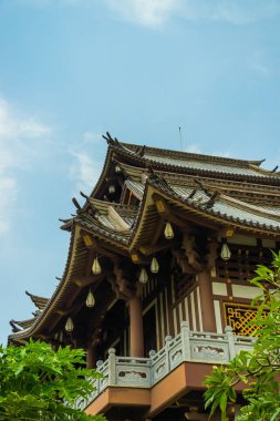 Khanh An Pagoda 'nın erken güneşindeki güzel manzara, Ho Chi Minh şehri, Vietnam - Saigon' daki küçük Japonya. Seyahat ve manzara konsepti.
