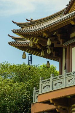 Khanh An Pagoda 'nın erken güneşindeki güzel manzara, Ho Chi Minh şehri, Vietnam - Saigon' daki küçük Japonya. Seyahat ve manzara konsepti.