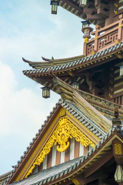 Khanh An Pagoda 'nın erken güneşindeki güzel manzara, Ho Chi Minh şehri, Vietnam - Saigon' daki küçük Japonya. Seyahat ve manzara konsepti.