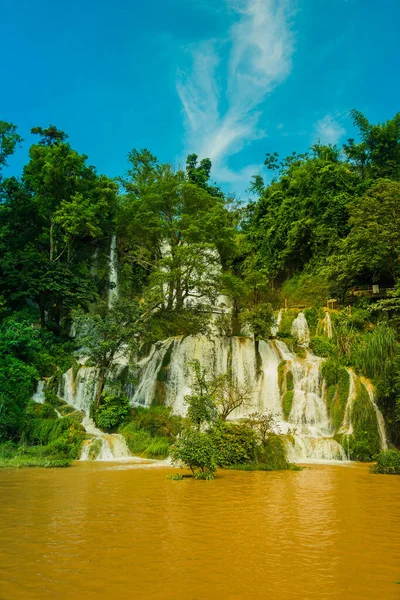 Dai Yem Waterfall Red Heart Bridge Nice Waterfall Moc Chau — Stock Photo, Image