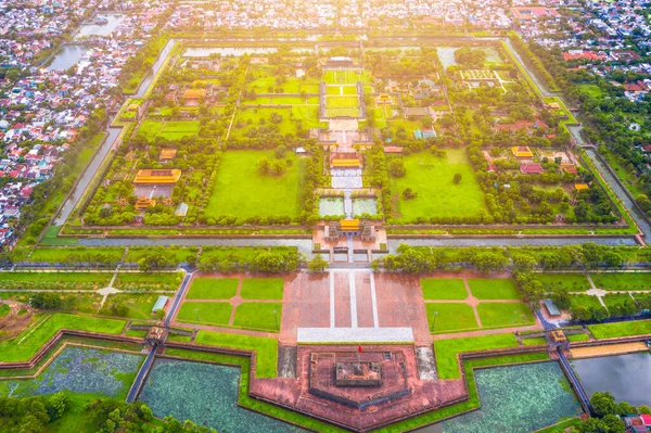 Letecký Pohled Pevnost Hue Vietnamu Příkop Císařského Paláce Komplex Císařského — Stock fotografie