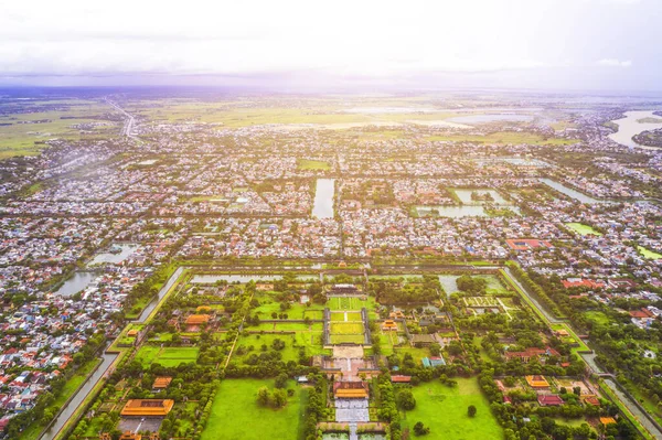 Αεροφωτογραφία Του Hue Citadel Στο Βιετνάμ Αυτοκρατορικό Παλάτι Τάφρος Αυτοκρατορικό — Φωτογραφία Αρχείου