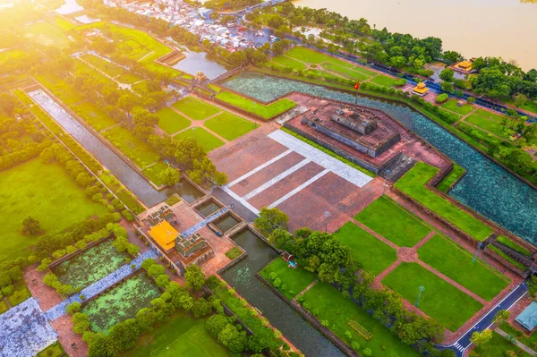Luftaufnahme Der Zitadelle Von Hue Vietnam Kaiserpalastgraben Kaiserpalastkomplex Hue Stadt — Stockfoto