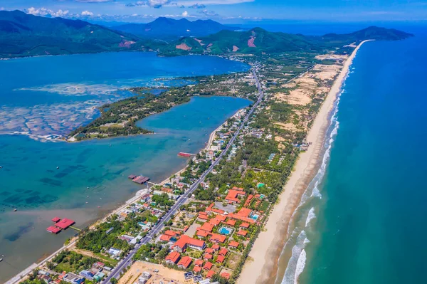 Veduta Aerea Della Baia Della Spiaggia Lang Hai Van Pass — Foto Stock