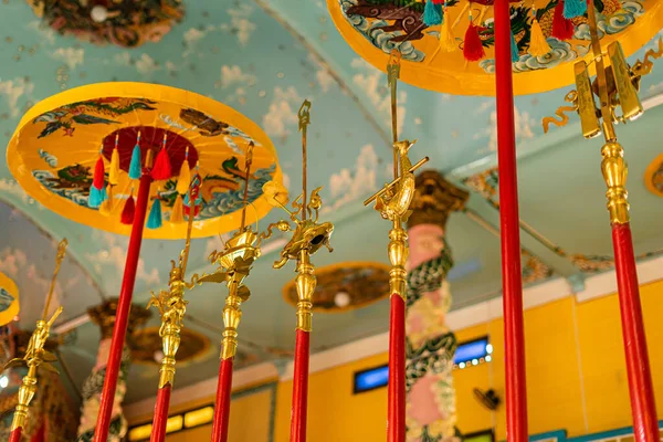 Tay Ninh Província Vietnã Out 2020 Interior Decoração Dentro Templo — Fotografia de Stock