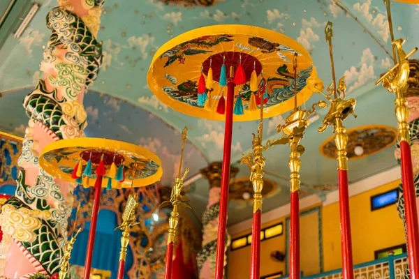 Tay Ninh Província Vietnã Out 2020 Interior Decoração Dentro Templo — Fotografia de Stock