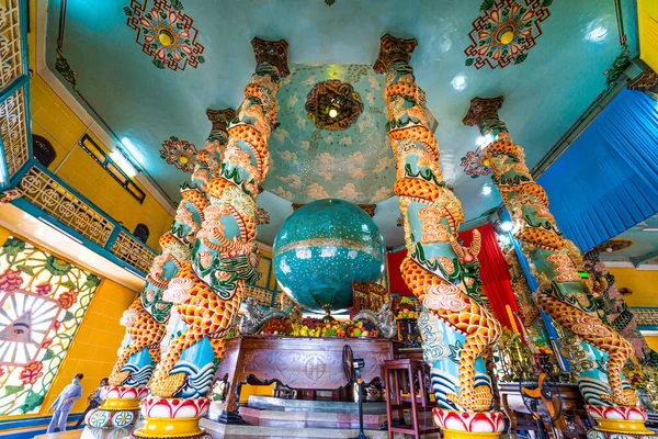 Tay Ninh Província Vietnã Out 2020 Interior Decoração Dentro Templo — Fotografia de Stock