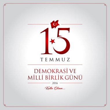 15 temmuz demokrasi ve milli birlik vektör illüstrasyonu. (15 Temmuz, Türkiye Demokrasi ve Ulusal Birlik Günü kutlama kartı.)