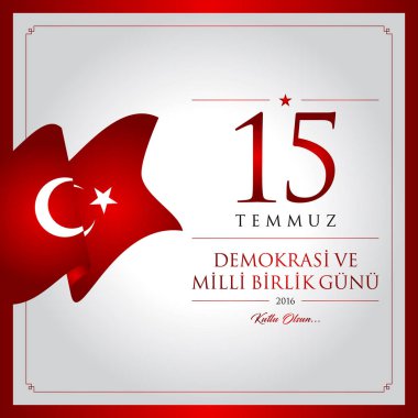 15 temmuz demokrasi ve milli birlik vektör illüstrasyonu. (15 Temmuz, Türkiye Demokrasi ve Ulusal Birlik Günü kutlama kartı.)