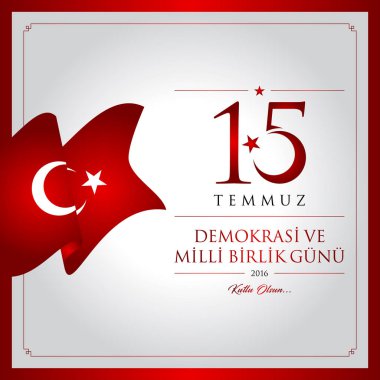 15 temmuz demokrasi ve milli birlik vektör illüstrasyonu. (15 Temmuz, Türkiye Demokrasi ve Ulusal Birlik Günü kutlama kartı.)