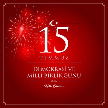 15 temmuz demokrasi ve milli birlik vektör illüstrasyonu. (15 Temmuz, Türkiye Demokrasi ve Ulusal Birlik Günü kutlama kartı.)
