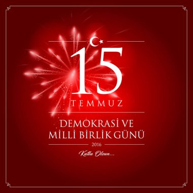 15 temmuz demokrasi ve milli birlik vektör illüstrasyonu. (15 Temmuz, Türkiye Demokrasi ve Ulusal Birlik Günü kutlama kartı.)