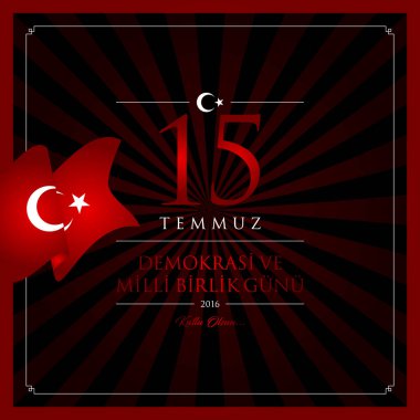15 temmuz demokrasi ve milli birlik vektör illüstrasyonu. (15 Temmuz, Türkiye Demokrasi ve Ulusal Birlik Günü kutlama kartı.)