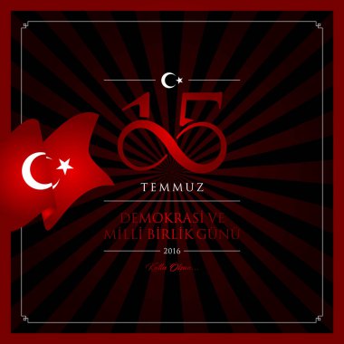 15 temmuz demokrasi ve milli birlik vektör illüstrasyonu. (15 Temmuz, Türkiye Demokrasi ve Ulusal Birlik Günü kutlama kartı.)