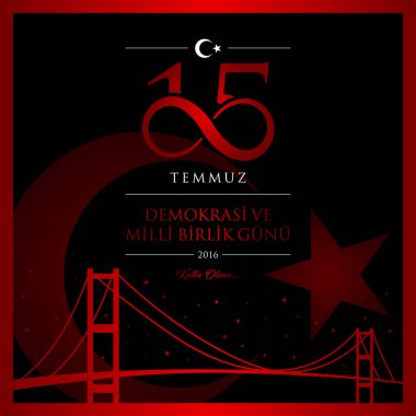 15 temmuz demokrasi ve milli birlik vektör illüstrasyonu. (15 Temmuz, Türkiye Demokrasi ve Ulusal Birlik Günü kutlama kartı.)