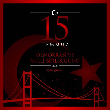 15 temmuz demokrasi ve milli birlik vektör illüstrasyonu. (15 Temmuz, Türkiye Demokrasi ve Ulusal Birlik Günü kutlama kartı.)