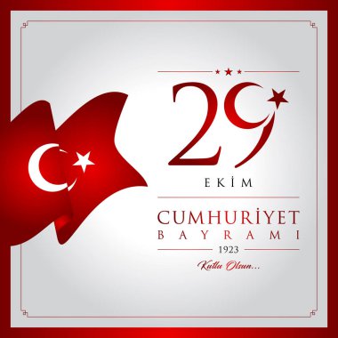 29 ekim cumhuriyet bayrami vektör illüstrasyonu. (29 Ekim, Cumhuriyet Günü Türkiye kutlama kartı.)