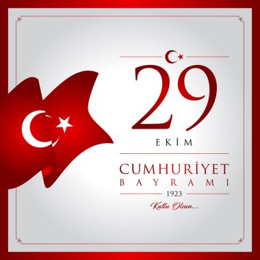 29 ekim cumhuriyet bayrami vektör illüstrasyonu. (29 Ekim, Cumhuriyet Günü Türkiye kutlama kartı.)
