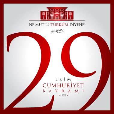 29 ekim cumhuriyet bayrami vektör illüstrasyonu. (29 Ekim, Cumhuriyet Günü Türkiye kutlama kartı.)