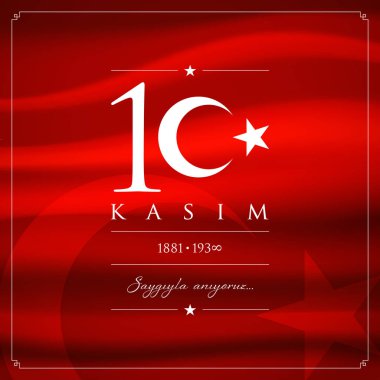 10 kasim vektör çizim. (10 Kasım, Mustafa Kemal Atatürk ölüm günü yıldönümü.)