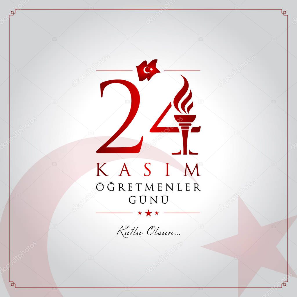24 kasim ogretmenler gunu vector illustration. (24 November, Turkish Teachers Day celebration card.)