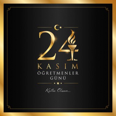 24 Kasım ogretmenler gunu vektör çizim. (24 Kasım, Türk öğretmenler günü kutlama kartı.)