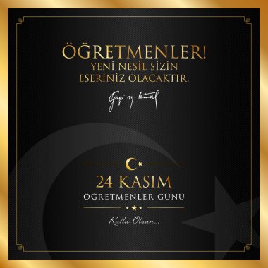 24 Kasım ogretmenler gunu vektör çizim. (24 Kasım, Türk öğretmenler günü kutlama kartı.)