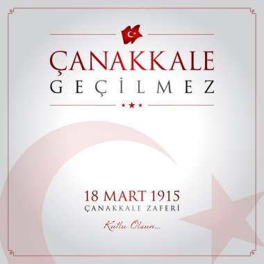 18 mart Çanakkale zaferi vektör çizim. (18 Mart, Çanakkale zafer günü Türkiye'de kutlama kartı.)