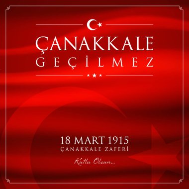 18 mart Çanakkale zaferi vektör çizim. (18 Mart, Çanakkale zafer günü Türkiye'de kutlama kartı.)