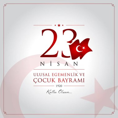 23 nisan cocuk bayrami vektör çizim. (23 Nisan Ulusal Egemenlik ve çocuk gün Türkiye'de kutlama kartı.)