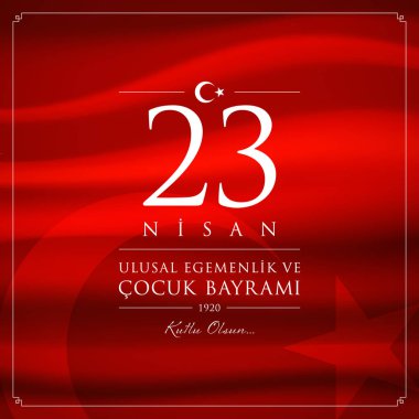 23 nisan cocuk bayrami vektör çizim. (23 Nisan Ulusal Egemenlik ve çocuk gün Türkiye'de kutlama kartı.)