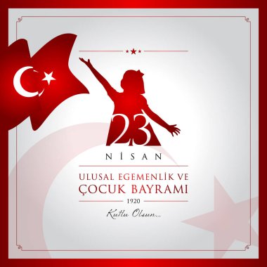 23 nisan cocuk bayrami vektör çizim. (23 Nisan Ulusal Egemenlik ve çocuk gün Türkiye'de kutlama kartı.)