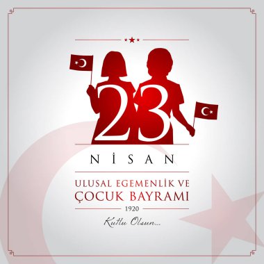 23 nisan cocuk bayrami vektör çizim. (23 Nisan Ulusal Egemenlik ve çocuk gün Türkiye'de kutlama kartı.)