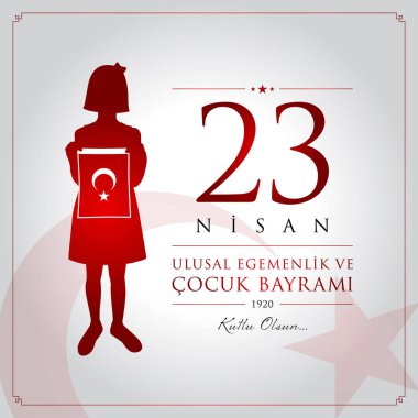 23 nisan cocuk bayrami vektör çizim. (23 Nisan Ulusal Egemenlik ve çocuk gün Türkiye'de kutlama kartı.)