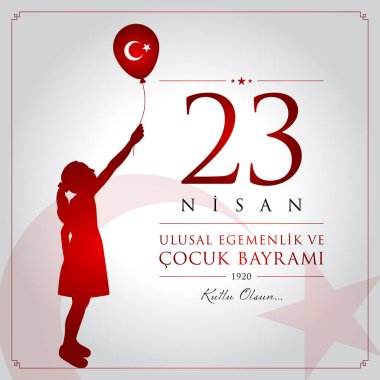23 nisan cocuk bayrami vektör çizim. (23 Nisan Ulusal Egemenlik ve çocuk gün Türkiye'de kutlama kartı.)