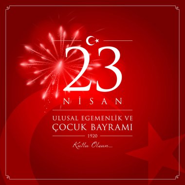 23 nisan cocuk bayrami vektör çizim. (23 Nisan Ulusal Egemenlik ve çocuk gün Türkiye'de kutlama kartı.)