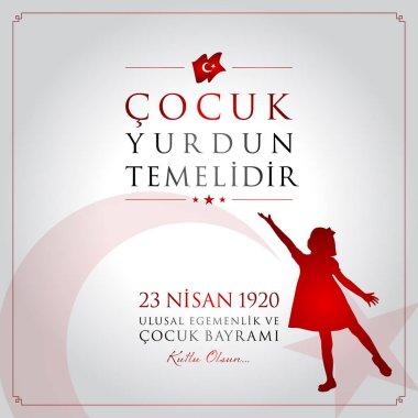 23 nisan cocuk bayrami vektör çizim. (23 Nisan Ulusal Egemenlik ve çocuk gün Türkiye'de kutlama kartı.)