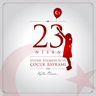 23 nisan cocuk bayrami vektör çizim. (23 Nisan Ulusal Egemenlik ve çocuk gün Türkiye'de kutlama kartı.)