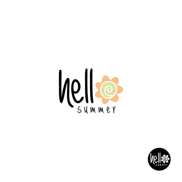 Hello Summer Lettering Handwritten Calligraphy Vector Illustration — стоковый вектор