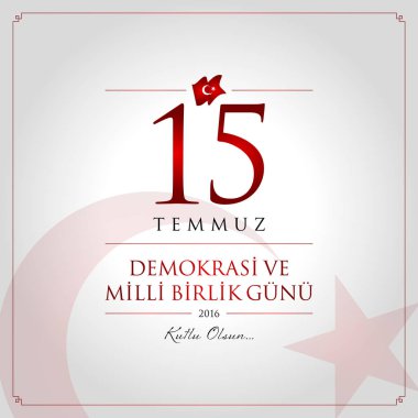 15 temmuz demokrasi ve milli birlik vektör illüstrasyonu. (15 Temmuz, Türkiye Demokrasi ve Ulusal Birlik Günü kutlama kartı.)