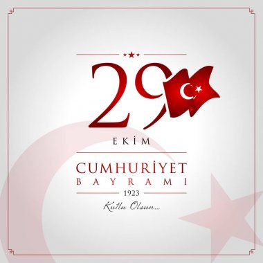 29 ekim cumhuriyet bayrami vektör illüstrasyonu. (29 Ekim, Cumhuriyet Günü Türkiye kutlama kartı.)