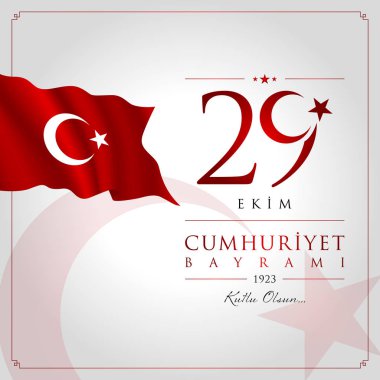 29 ekim cumhuriyet bayrami vektör illüstrasyonu. (29 Ekim, Cumhuriyet Günü Türkiye kutlama kartı.)