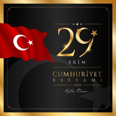 29 ekim cumhuriyet bayrami vektör illüstrasyonu. (29 Ekim, Cumhuriyet Günü Türkiye kutlama kartı.)