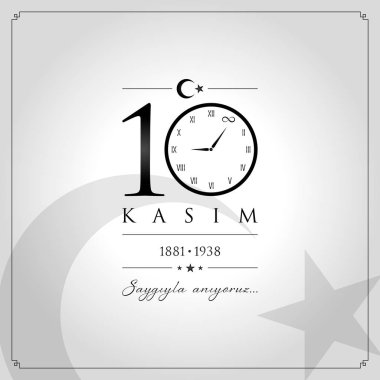 10 kasim vektör çizim. (10 Kasım, Mustafa Kemal Atatürk ölüm günü yıldönümü.)