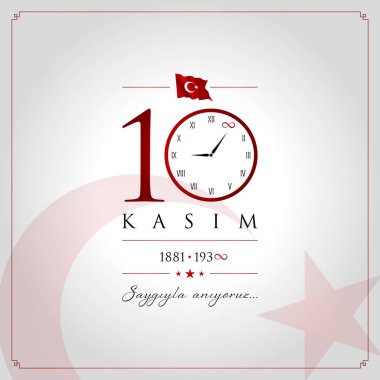 10 kasim vektör çizim. (10 Kasım, Mustafa Kemal Atatürk ölüm günü yıldönümü.)