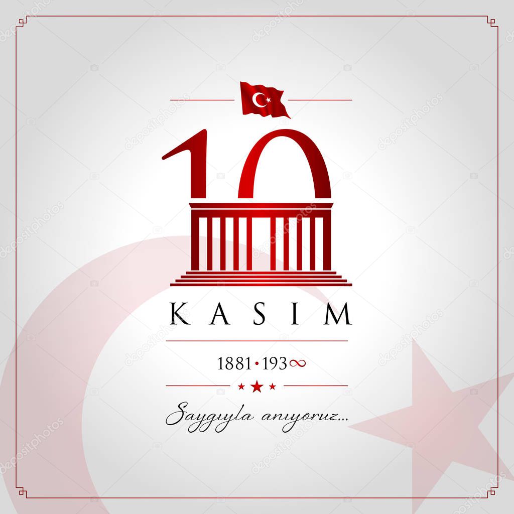 10 kasim vector illustration. (10 November, Mustafa Kemal Ataturk Death Day anniversary.)