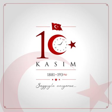 10 kasim vektör çizim. (10 Kasım, Mustafa Kemal Atatürk ölüm günü yıldönümü.)