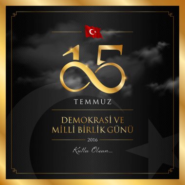 15 temmuz demokrasi ve milli birlik vektör illüstrasyonu. (15 Temmuz, Türkiye Demokrasi ve Ulusal Birlik Günü kutlama kartı.)