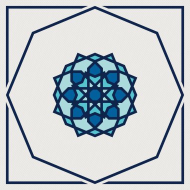 İslami oryantal, geometrik motif. Geleneksel İslami, Arapça, Farsça ve Osmanlı tasarım vektörü çizimi